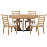 Dining Set Round Wood Table With Ladder Back Chairs Natural - Furniture Home Direct