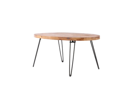 Oval Natural Reclaimed Wood Foldable Coffee Table For Your Living Room - Natural - Furniture Home Direct