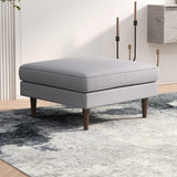 Amber - Square Upholstered Ottoman Linen - Furniture Home Direct