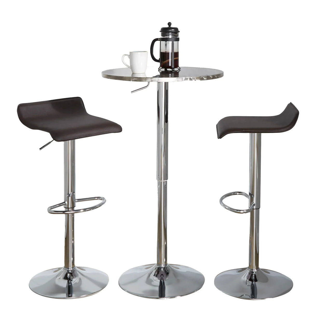 Ale - 3 Piece Bar Set Bistro Round Contemporary Adjustable Oval Footrest - Furniture Home Direct