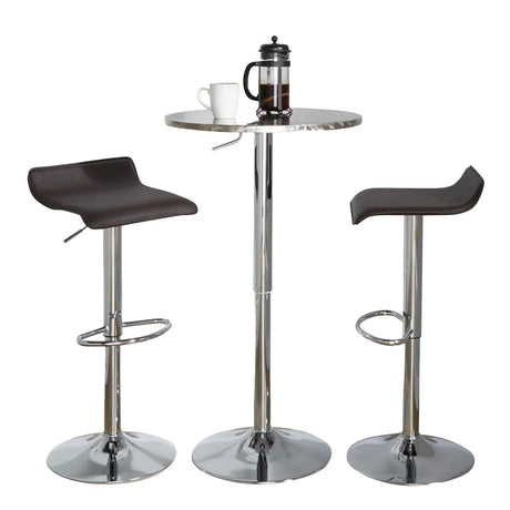 Ale - 3 Piece Bar Set Bistro Round Contemporary Adjustable Oval Footrest - Furniture Home Direct