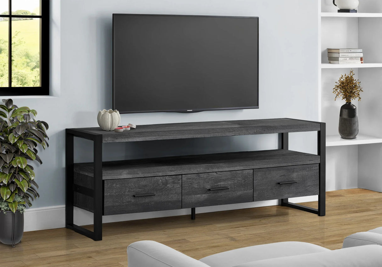 TV Stand, Console, Media Entertainment Center, Storage Solution Drawers - Black - Furniture Home Direct