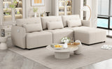 113.3 Modular Sectional With Ottoman And USB C Ports Beige - Furniture Home Direct