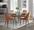 Dining Set 5 Piece Modern Table With Velvet Chairs Orange - Furniture Home Direct