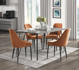 Dining Set 5 Piece Modern Table With Velvet Chairs Orange - Furniture Home Direct