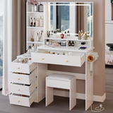 Vanity Desk With Cushioned Stool Mirror Makeup White - Furniture Home Direct