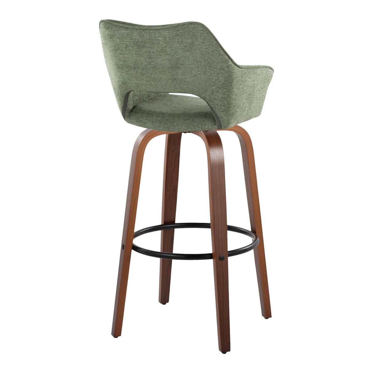 Mustang - Contemporary Fixed Height Barstool With Swivel & Round Footrest (Set of 2) - Furniture Home Direct
