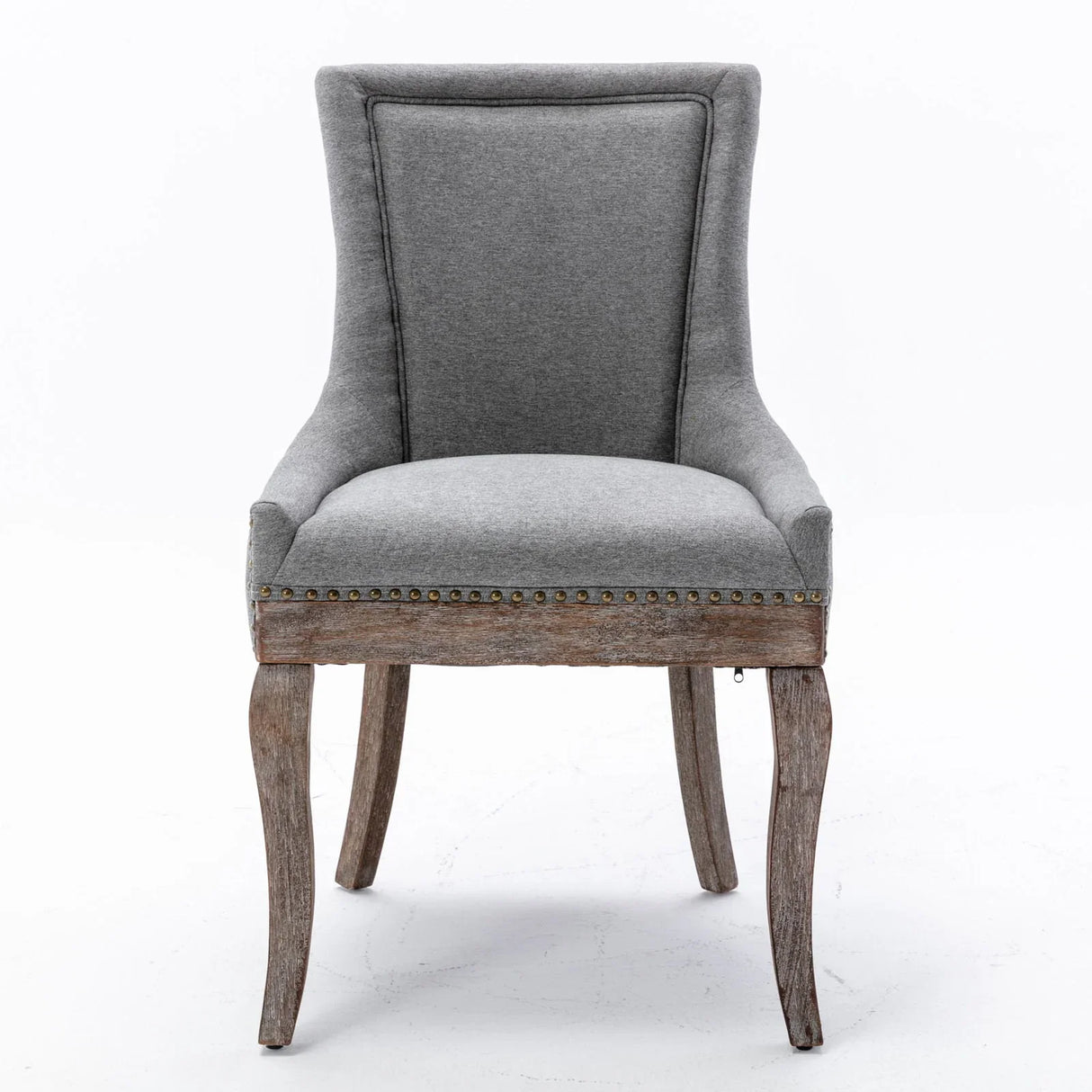 Ultra Side Dining Chair,Thickened Fabric Chairs With Neutrally Toned Solid Wood Legs, Bronze Nail Head (Set of 2) - Furniture Home Direct