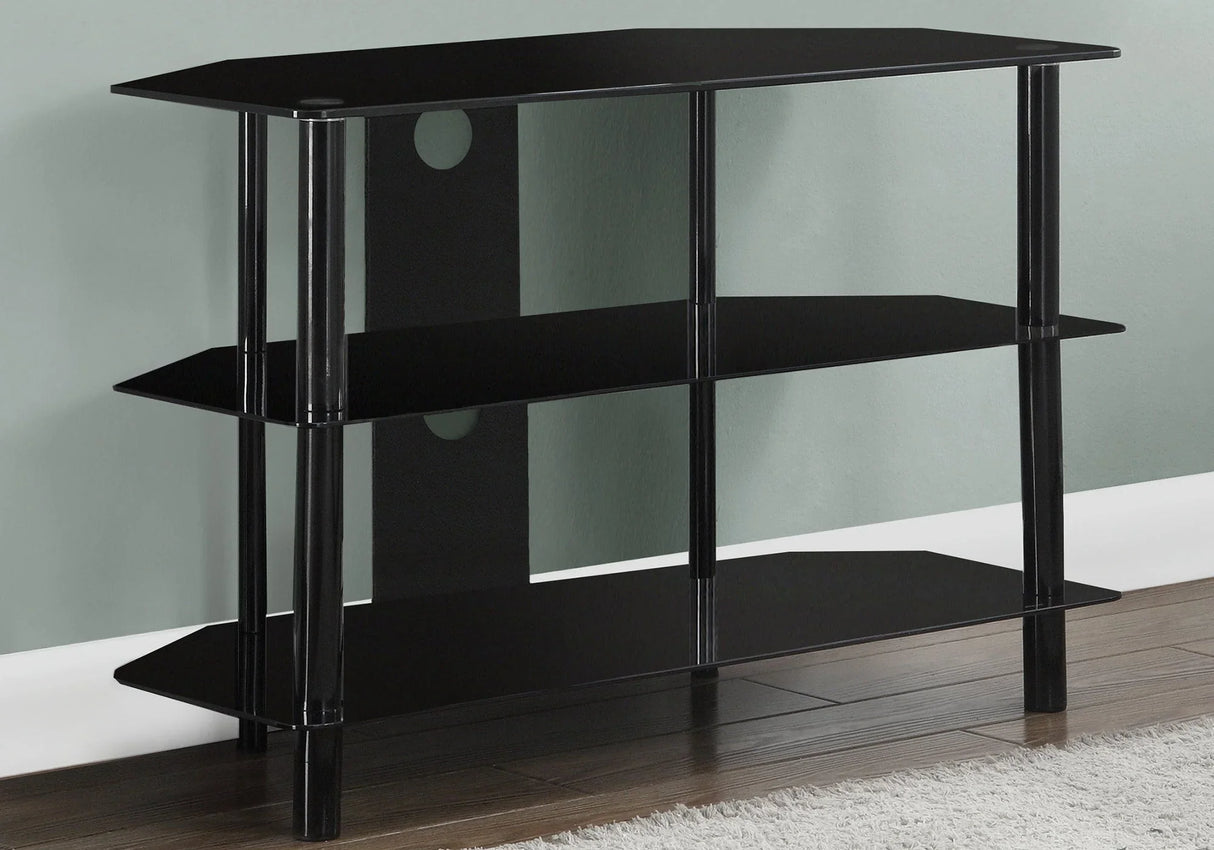 TV Stand, 36 Inch, Console, Media Entertainment Center, Storage Shelves, Contemporary & Modern - Black - Furniture Home Direct