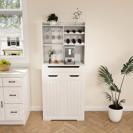 Modern Farmhouse Buffet Cabinet With Hutch Kitchen Storage - White - Furniture Home Direct