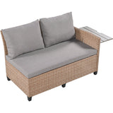 Outdoor Sectional with 2 Extendable Side Tables and Washable Covers - Brown - Furniture Home Direct