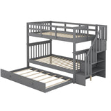 Stairway Bunk Bed With Storage And Guard Rail For Bedroom - Furniture Home Direct
