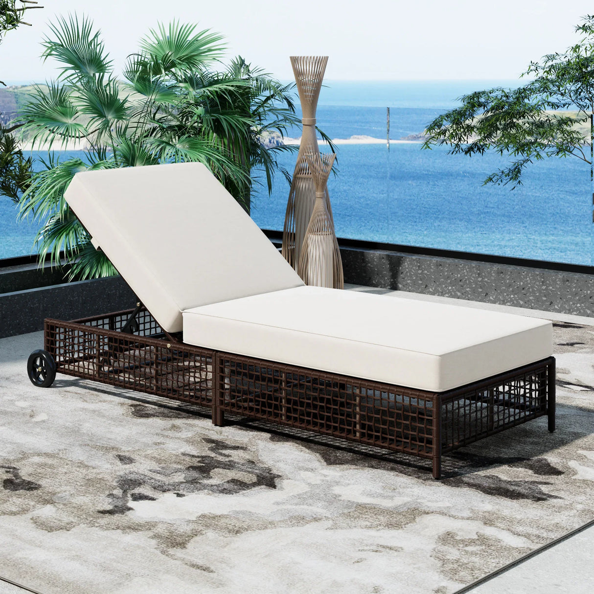Outdoor Lounge Chair - Beige - Furniture Home Direct