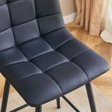 Counter Stool Set Faux Leather Tufted Cushions Black - Furniture Home Direct