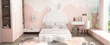 Rabbit-Shaped Bed for Kids Upholstered Full-Size White - Furniture Home Direct