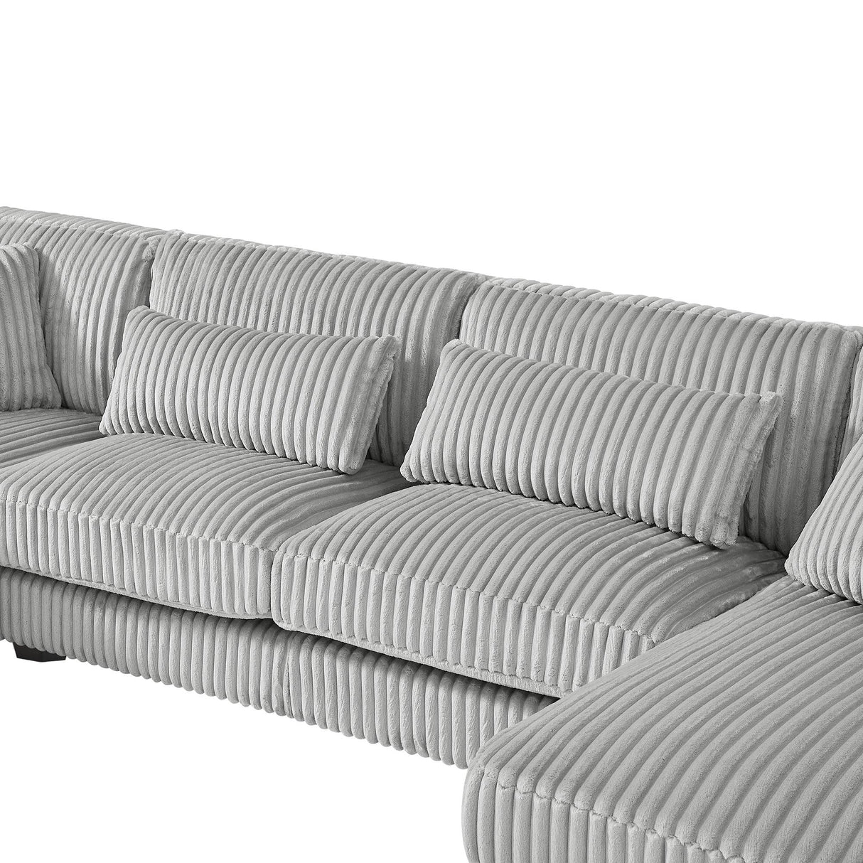 Sectional Sofa Oversized U Shaped Corduroy Fabric Gray - Furniture Home Direct
