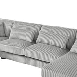 Sectional Sofa Oversized U Shaped Corduroy Fabric Gray - Furniture Home Direct