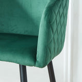 Counter Height Bar Stool, Metal Legs, Velvet Upholstered For Pub, Restaurant, Kitchen Island (Set of 2) - Black / Green - Furniture Home Direct