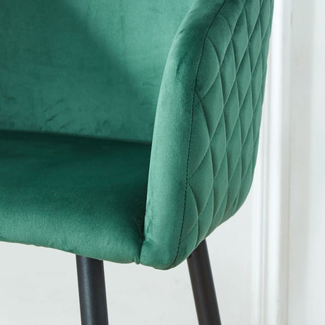 Counter Height Bar Stool, Metal Legs, Velvet Upholstered For Pub, Restaurant, Kitchen Island (Set of 2) - Black / Green - Furniture Home Direct