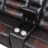 Sectional Sofa with Manual Recline LED Lights Black Brown - Furniture Home Direct