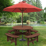 8 Person Wooden Picnic Table, Outdoor Camping Dining Table With Seat, Garden, Diy With 4 Built-In Benches, 2220Lb Capacity - Furniture Home Direct