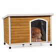Large Wooden Outdoor Dog House, Waterproof Roof, Elevated Floor, Adjustable Plastic Feet - Yellow - Furniture Home Direct