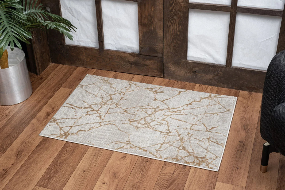 Elegance - 5'3" X 7'3" Area Rug - Gold, Polyester - Furniture Home Direct