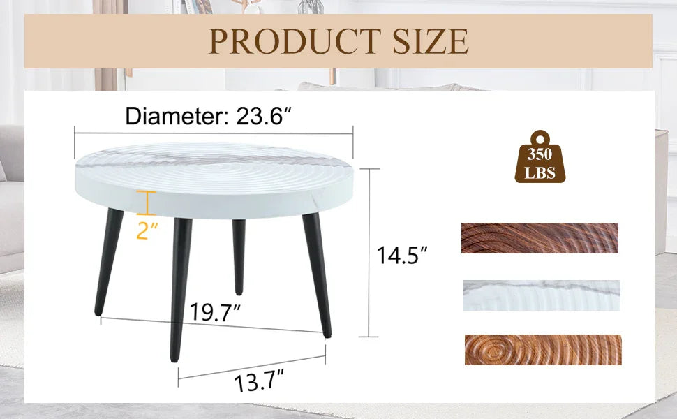 Elegant White Marble Round Coffee Table - Furniture Home Direct