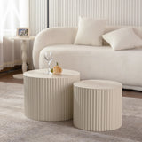 Nesting Coffee Tables Set of 2 Modern Round Soft Beige - Furniture Home Direct