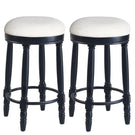 360° Swivel Wooden Barstools With Upholstered Seat, Counter Height (Set of 2) - Furniture Home Direct