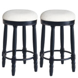 360° Swivel Wooden Barstools With Upholstered Seat, Counter Height (Set of 2) - Furniture Home Direct