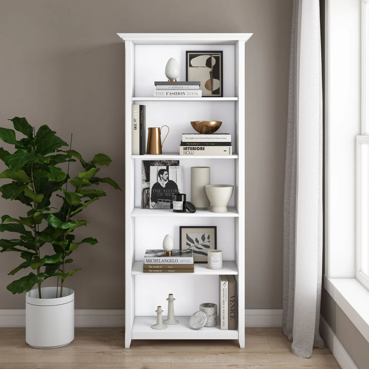 Amherst - 5 Shelf Bookcase, Handcrafted - Furniture Home Direct
