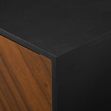 Mid-Century Modern Faux Bookmatch Door Buffet - Acorn / Solid Black - Furniture Home Direct