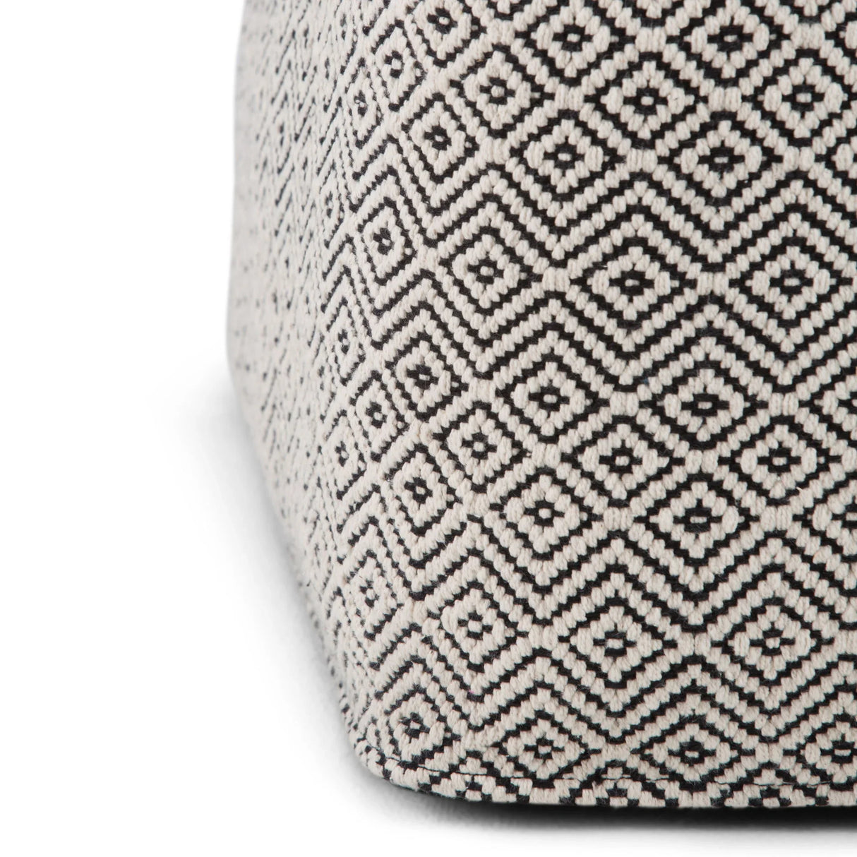 Brynn - Square Pouf - Patterned Black / Natural - Furniture Home Direct
