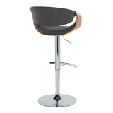 Curvo - Mid Century Modern Adjustable Barstool With Swivel With Rounded T Footrest (Set of 2) - Furniture Home Direct