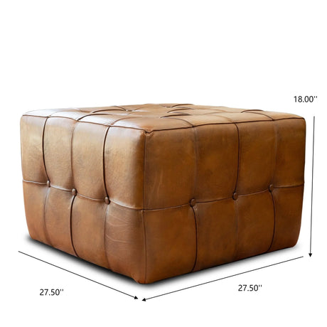 Benjiro - Square Ottoman - Tan - Furniture Home Direct