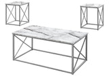 Table Set, Coffee, End, Side, Accent, Living Room, Marble Look Laminate, Contemporary & Modern (Set of 3) - Furniture Home Direct