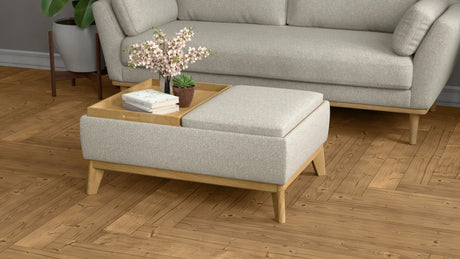 Revel - Reversible Tray Ottoman - Tan - Furniture Home Direct