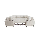 Modern U-Shaped Sectional Sofa Convertible Pull-Out Sofa Bed With USB Ports And Cup Holders - Furniture Home Direct