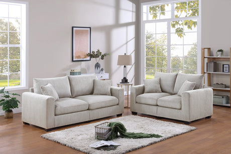 Classic Living Room Set With Pillows - Ivory - Furniture Home Direct