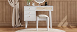 Vanity Desk Bohemian Retro Wood Makeup Station White - Furniture Home Direct