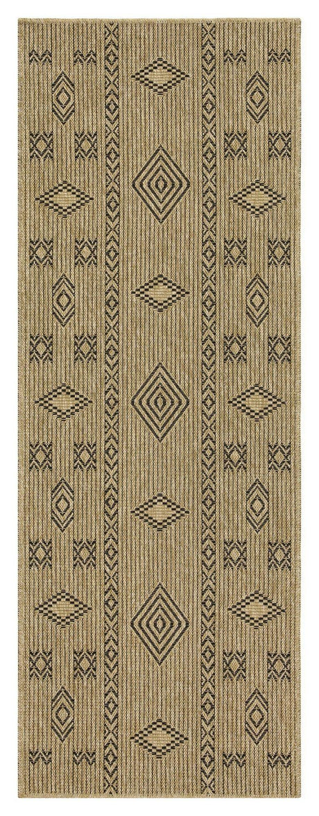 Earth - 2'7" X 7'3" Indoor, Outdoor Area Rug - Jute / Black - Furniture Home Direct