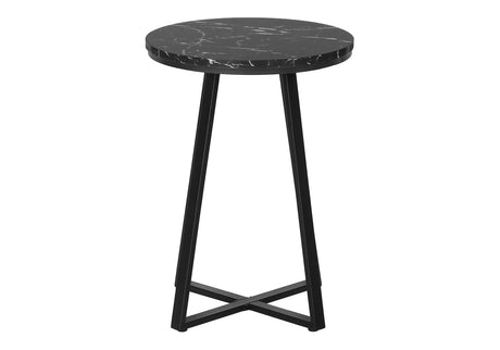 Round Marble Look, Contemporary & Modern Side Table - Black - Furniture Home Direct