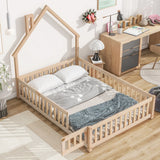 House-Shaped Headboard Floor Bed With Fence - Furniture Home Direct
