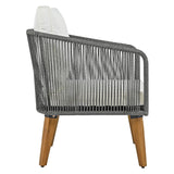 4-Piece Patio Conversation Set with Loveseat, 2 Chairs, Coffee Table + Cushions - Gray - Furniture Home Direct