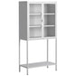 Heavy Duty Metal Storage Cabinet, Display Storage Cabinet With Glass Doors And 2 Adjustable Shelves, Tall Bookcase Modern Bookshelf Cabinet For Home Office, Living Room, Pantry - Furniture Home Direct