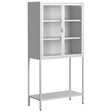 Heavy Duty Metal Storage Cabinet, Display Storage Cabinet With Glass Doors And 2 Adjustable Shelves, Tall Bookcase Modern Bookshelf Cabinet For Home Office, Living Room, Pantry - Furniture Home Direct