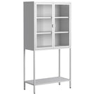 Heavy Duty Metal Storage Cabinet, Display Storage Cabinet With Glass Doors And 2 Adjustable Shelves, Tall Bookcase Modern Bookshelf Cabinet For Home Office, Living Room, Pantry - Furniture Home Direct