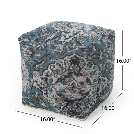 Anita - Square Pouf Ottoman And Floor Cushion - Blue - Furniture Home Direct