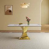 Modern Rectangular Dining Table For 6 - 8, Plated Hourglass Base - Furniture Home Direct